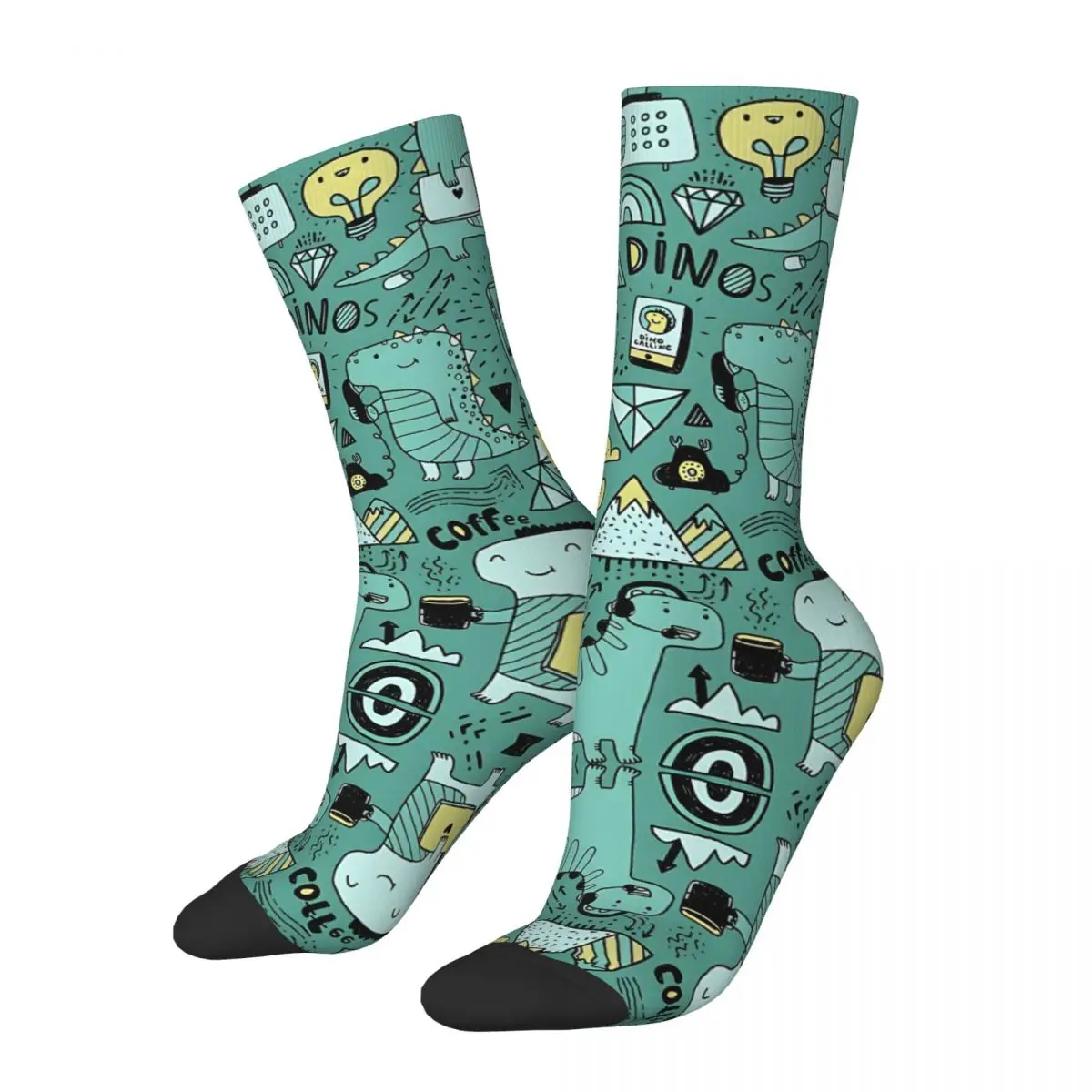 Crazy compression Communication Dinosaurs Sock for Men Harajuku Quality Pattern Crew Sock Casual