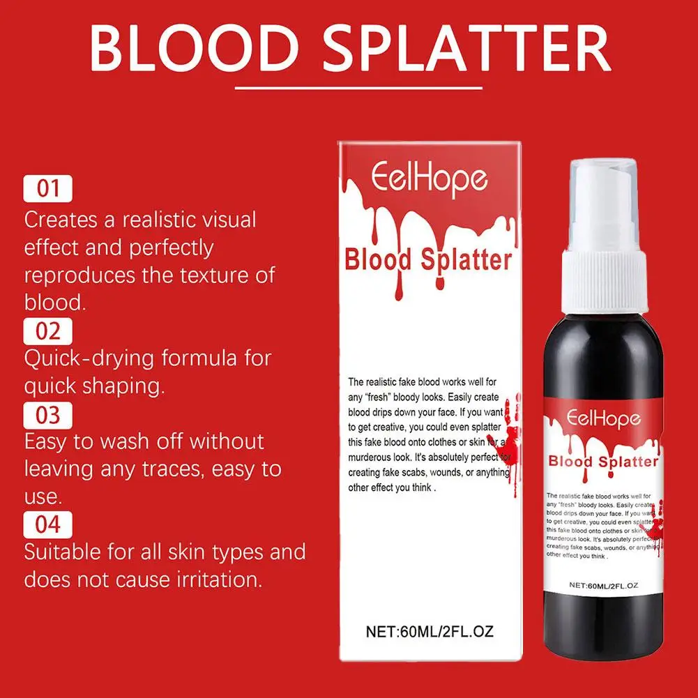 1 Bottles Halloween Emulation Fake Props Makeup Blood 60ml Blood Whole Cosplay Prank Props Makeup Person Plasma Fake 2024