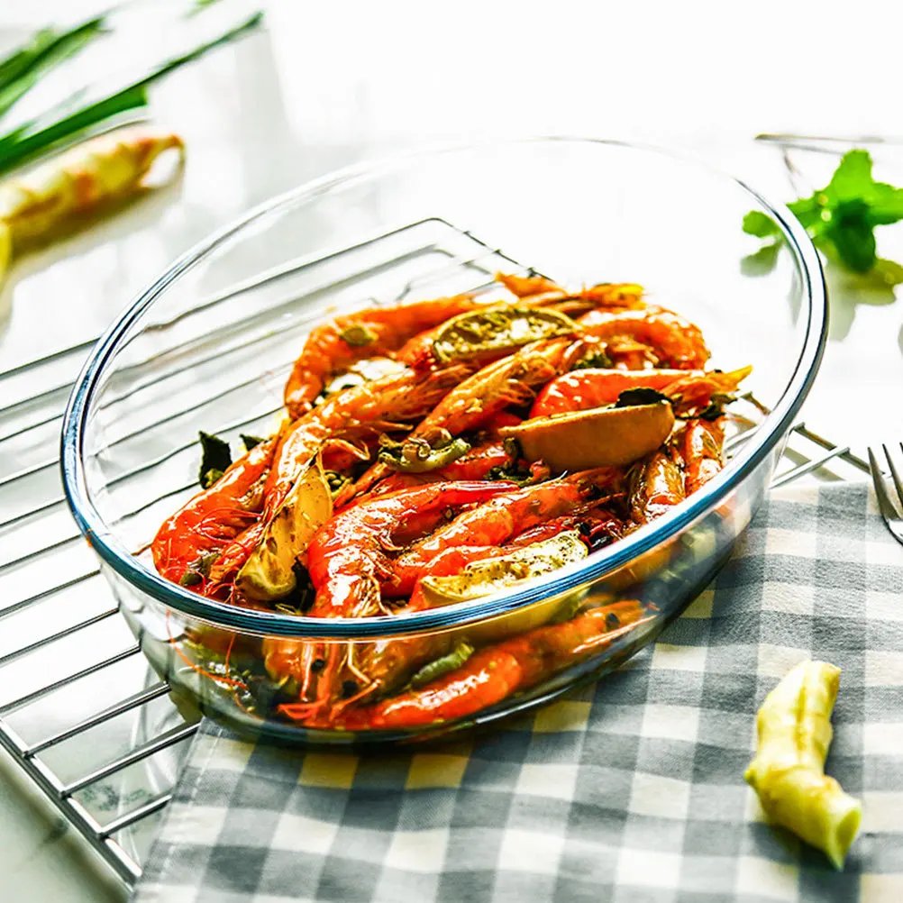 

Heat-Resistant Glass Baking Plate 1600ml White Microwave Oven Safe One Piece Molding Technology Stable Material