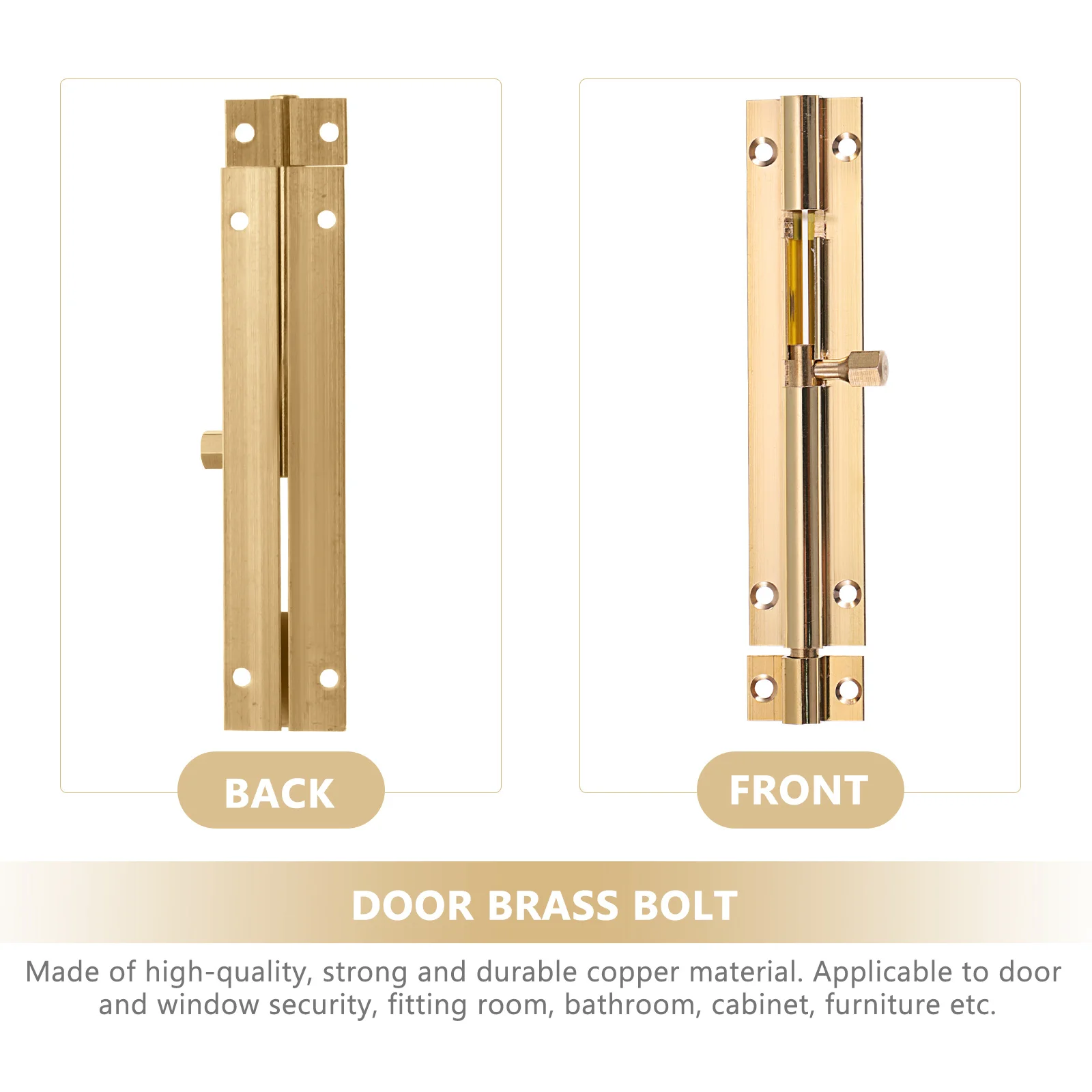 

2Pcs Copper Door Bolt Strong Durable Hardware for Wood Doors Cabinets Simple Practical Latch 4 Inches 23 Wide Door Brass Bolt
