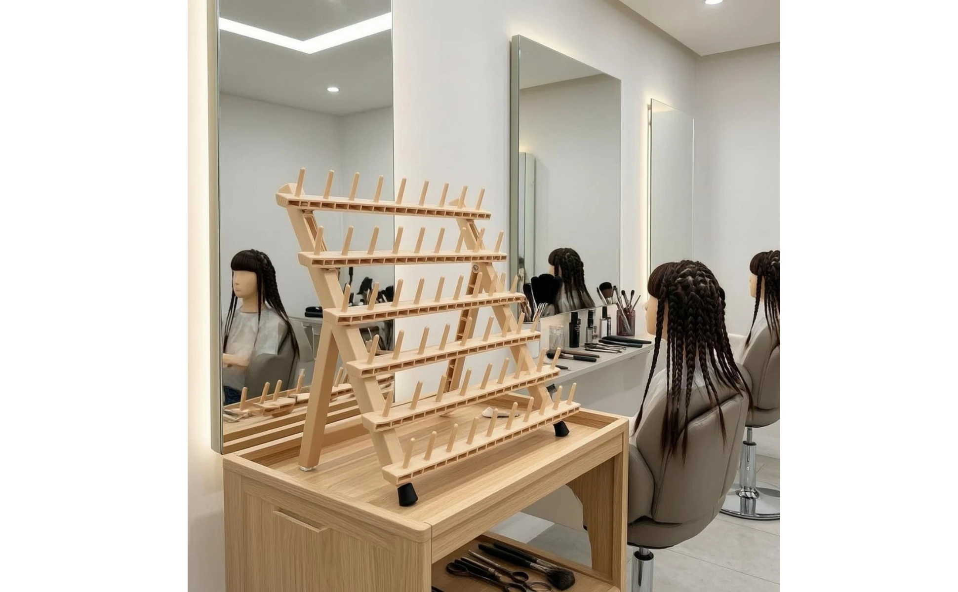 Hair Braiding Rack Freestanding Braiding Rack Braid Stand Tabletop Hair Extension Holder Large Capacity for Floor