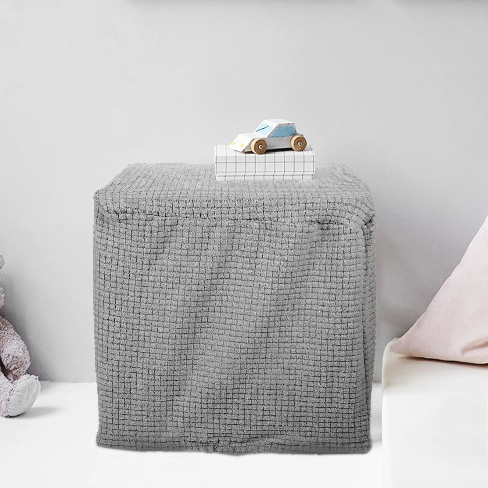 

Dust Proof Stool Covers Elastic Seat Protector Gray Color Removable Dining Chair Cover Square Stool Home Textiles