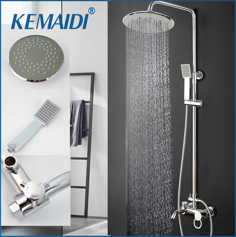 

KEMAIDI Bathroom Rainfall Shower Faucet Chrome Bathroom Bathtub Mixer Water Tap Bathroom Brass Wall Mount Shower Faucets Set