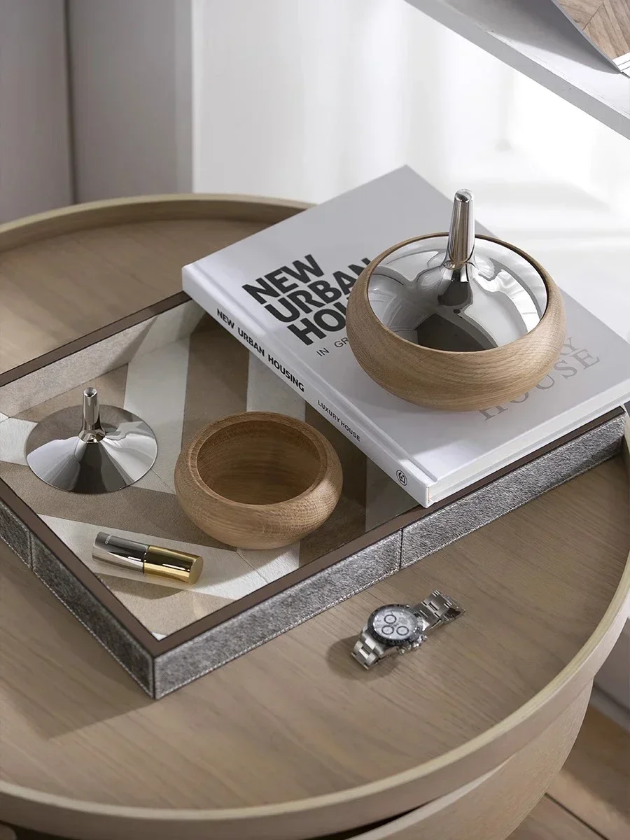 New Oak Wood Storage Box Bowl With Lid Candy Jar Decorative Jewelry Box For Living Room Home Decoration Gifts Scandinavian