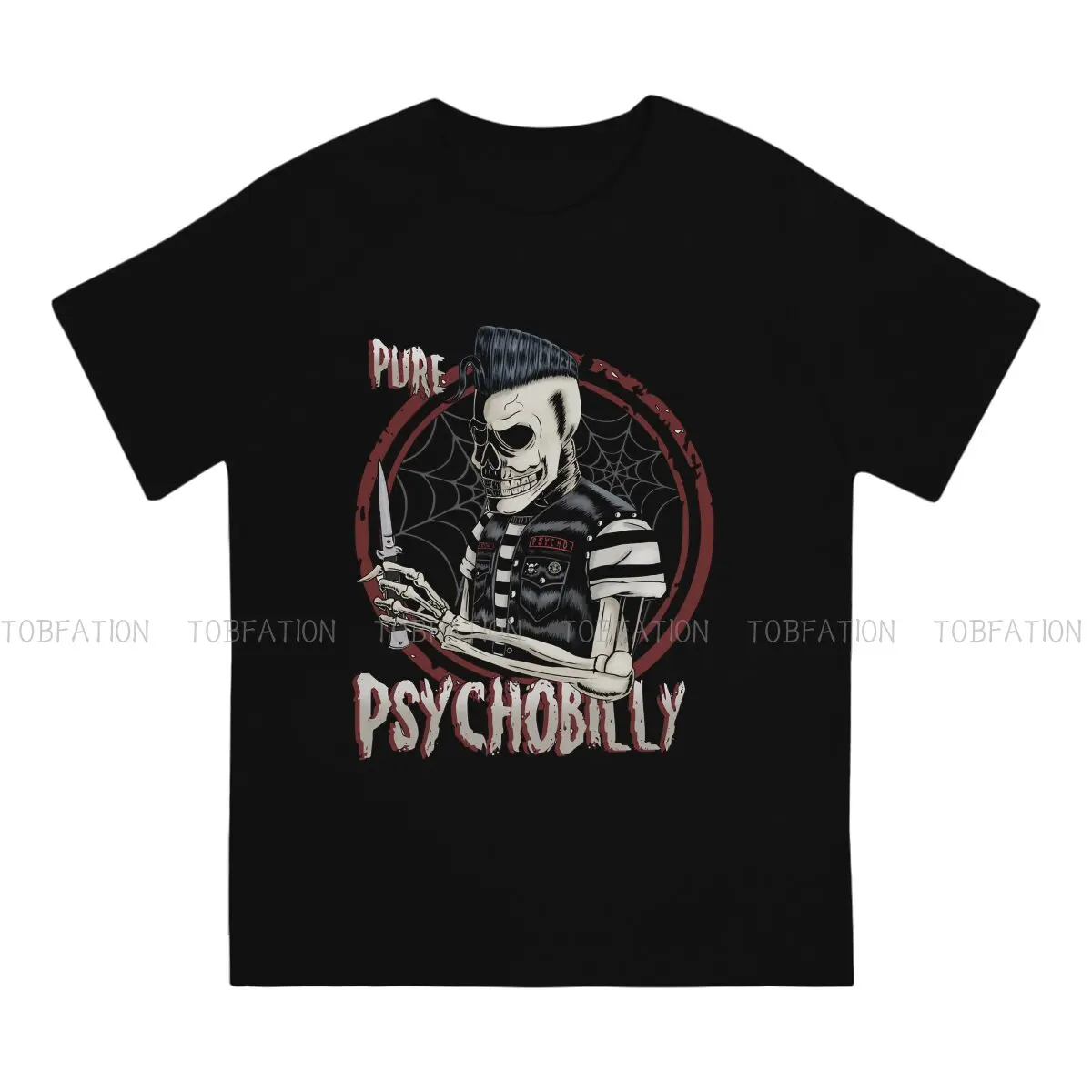 Pure Psychobilly Classic  Hip Hop TShirt Mexican Skull Santa Muerte Printing Streetwear Casual T Shirt Men Tee