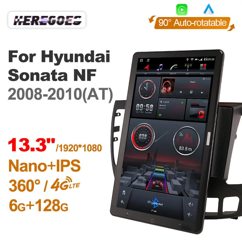 

13.3 Inch 6GB+128GB Android 10 Car DVD Player 4G SIM LTE 360 Camera Navigation GPS Radio For Hyundai Sonata NF 2008 2009 2010