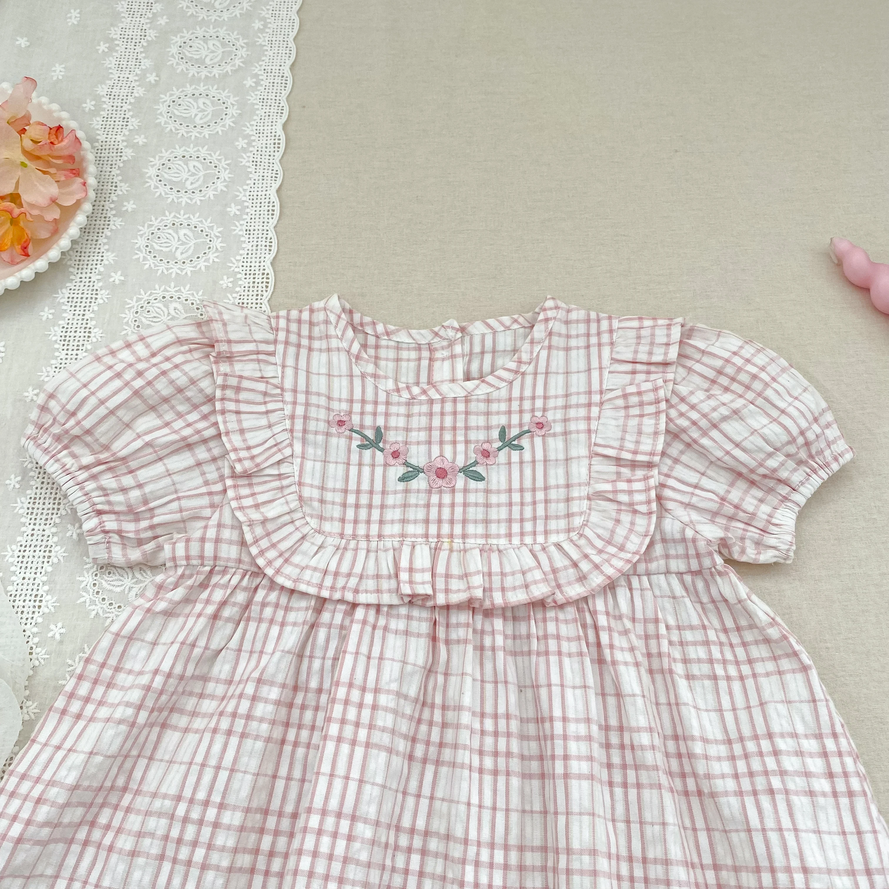 2026 Sommer-Schwesterkleidung 0-24M Baby Mädchen Kurzarm-Body mit Gitter-Stickerei 2-6 Jahre Süße Partykleider für Kinder – Detail 22