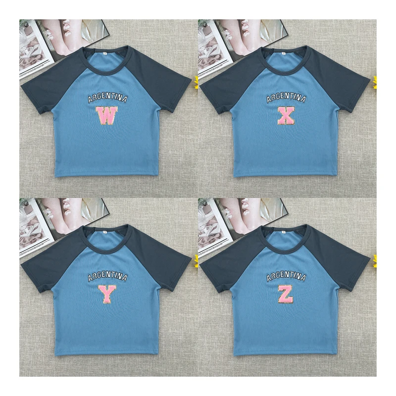 

Argentina 26 Letters Crop Tops Black Summer Slim Short Sleeve Sport Casual T Shirt Sexy Women Y2k Vintage Tee Ladies Clothes