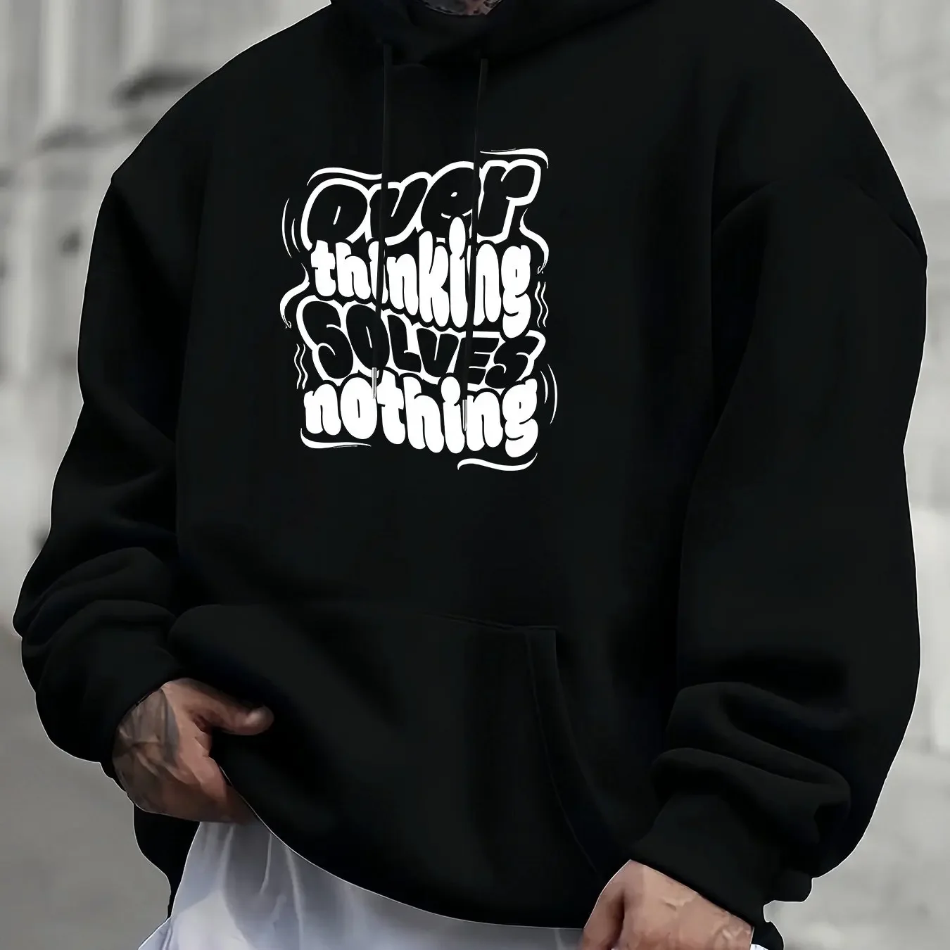 This Is a Regular Plus-Size Men'S Hoodie with Pockets Featuring a 