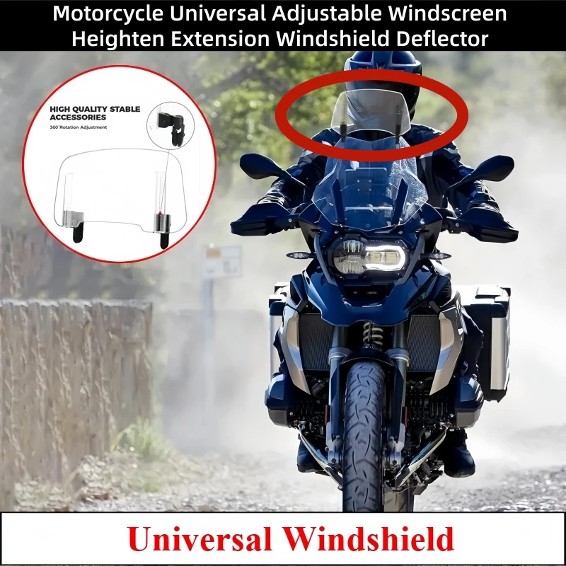 Motorcycle Universal Adjustable Windscreen Heighten Extension Windshield Deflector for BMW R 1250 1200 GS R1250GS R1200GS
