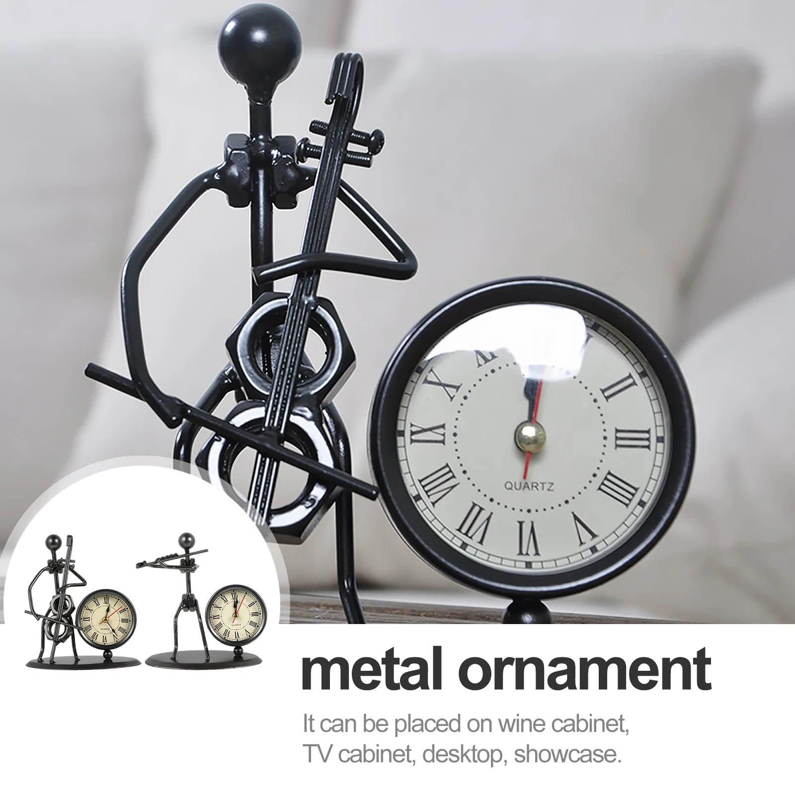 

Music Band Ornaments Clock Shape Adornment Home Decor Metal Retro Iron Craft Display Desk Cabinet Cabinet High Quality