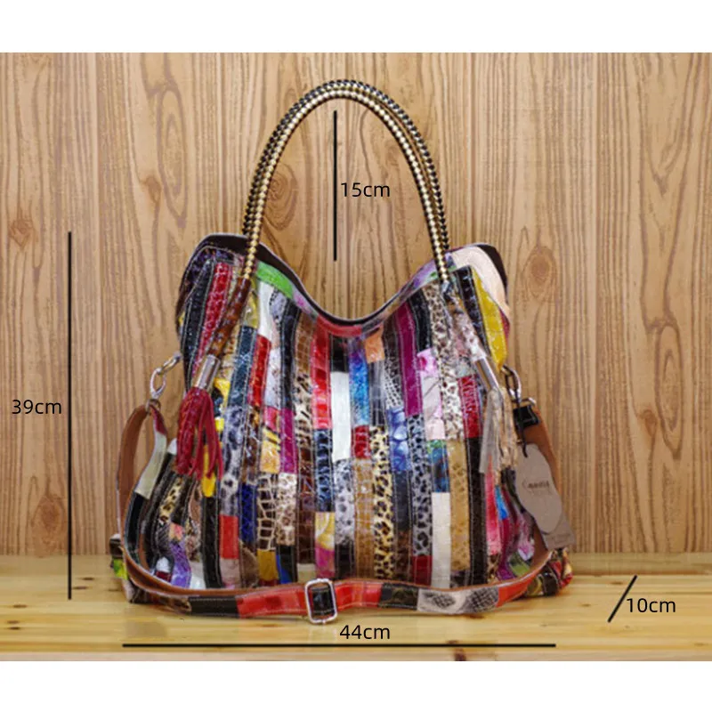 UKF Vintage Ladies Casual Colorful Patchwork Designer Handbag Random Stitching Shoulder Bags For Women Tote Bag сумка женская