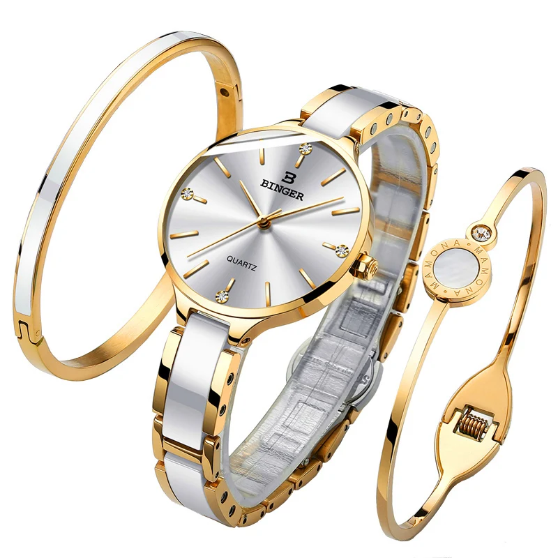 Fashion Dress Watch for Women Japan Quartz Movement Women Watches 2022 Waterproof Ladies Watch Ceramic Strap and Gift Bracelets