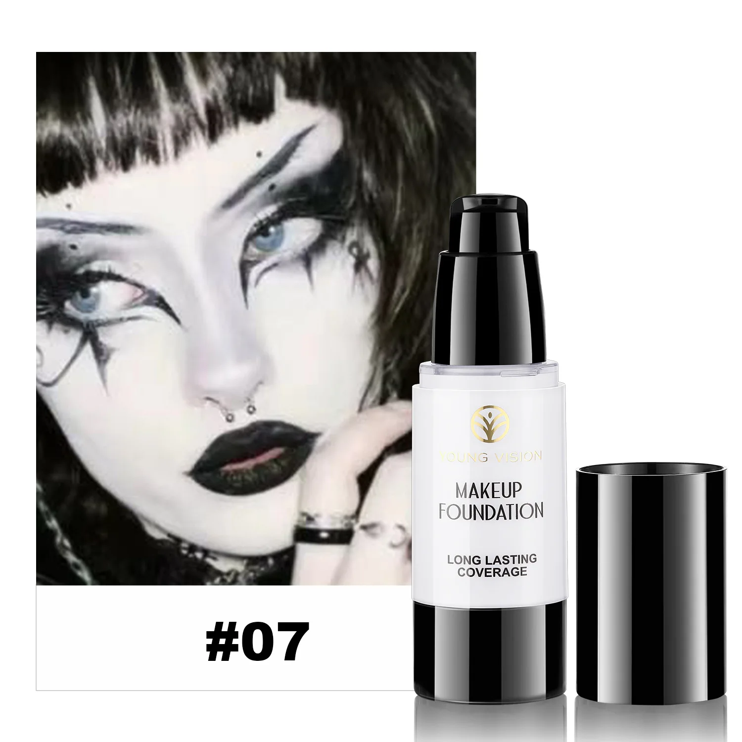 Young Vision Halloween White Liquid Foundation - Matte, Long-Lasting, Non-Smudge Makeup for Facial Contouring