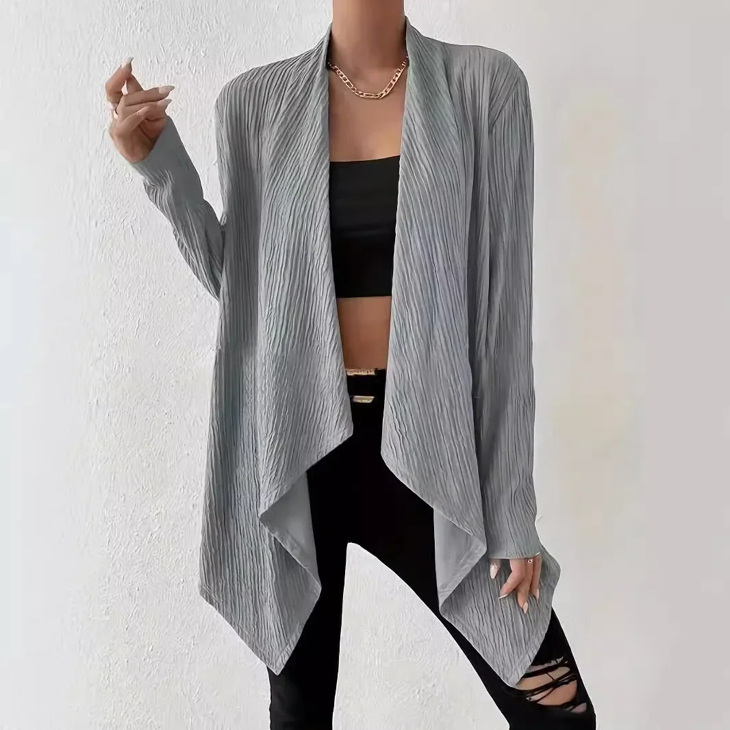 Women's Cardigan Solid Color Long Sleeved Temperament Casual Loose Cardigan Knitted Jacket 2024 Autumn