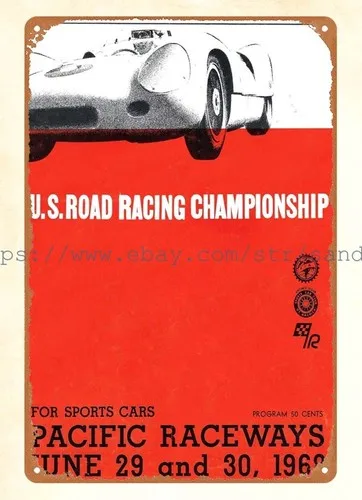metal living room wall art 1968 Raceways race program tin sign