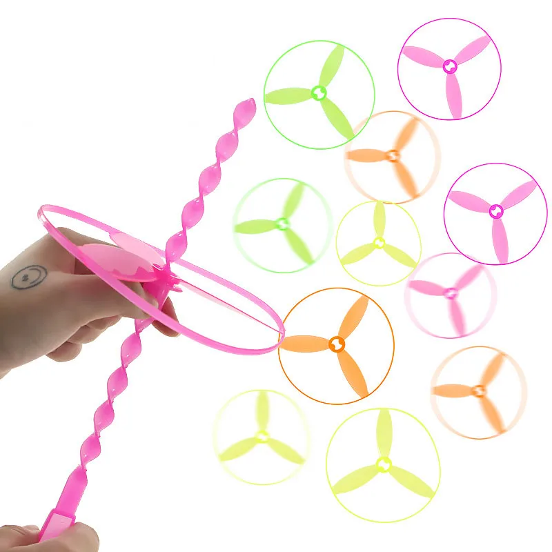 5/20/50pcs Twisty Flying Saucers Children Outdoor Play Push By Hand Rotating Round Disc Helicopters Novetly Toys for Kids Gifts