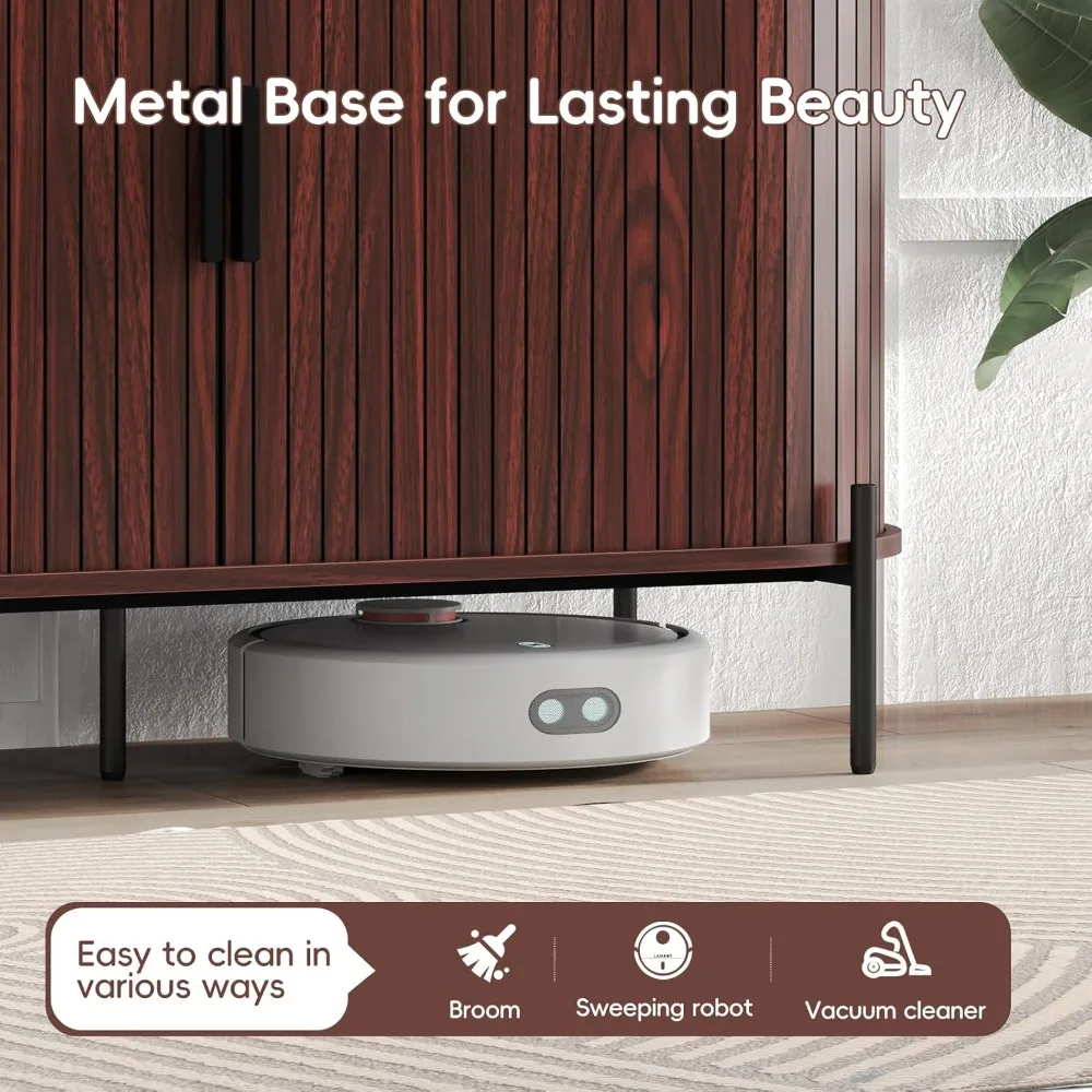 47 Credenza Buffet con portaoggetti, anta scorrevole e ripiano regolabile, anta scorrevole e ripiano regolabile, moderno Mid-Century