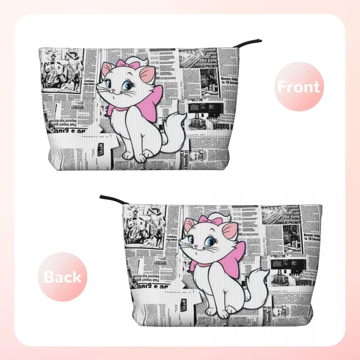 Custom Travel Marie Cat On Pink Toiletry Bag Corduroy Cartoon Kitten Cosmetic Makeup Organizer for Women Storage Dopp Kit Case