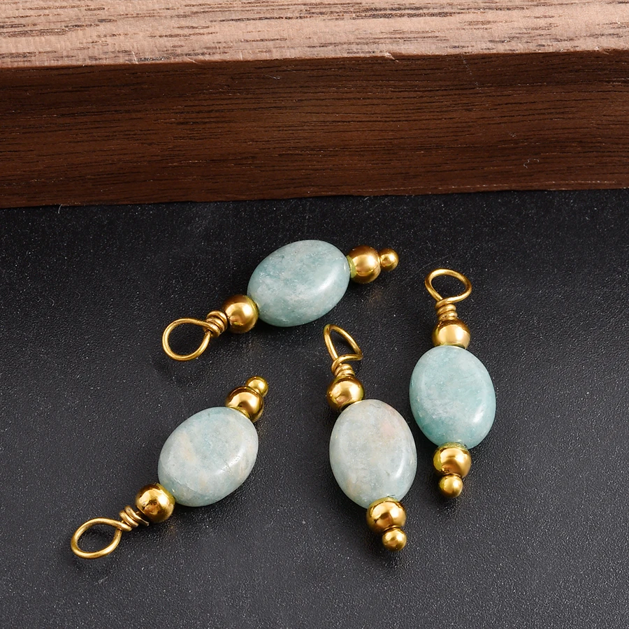2 Stück natürliche Perlen-Steinanhänger für Schmuckherstellung, Vintage-Ethno-Anhänger, Obsidian, Blaustein, Tigerauge, Charm-Materialien – Detail 15