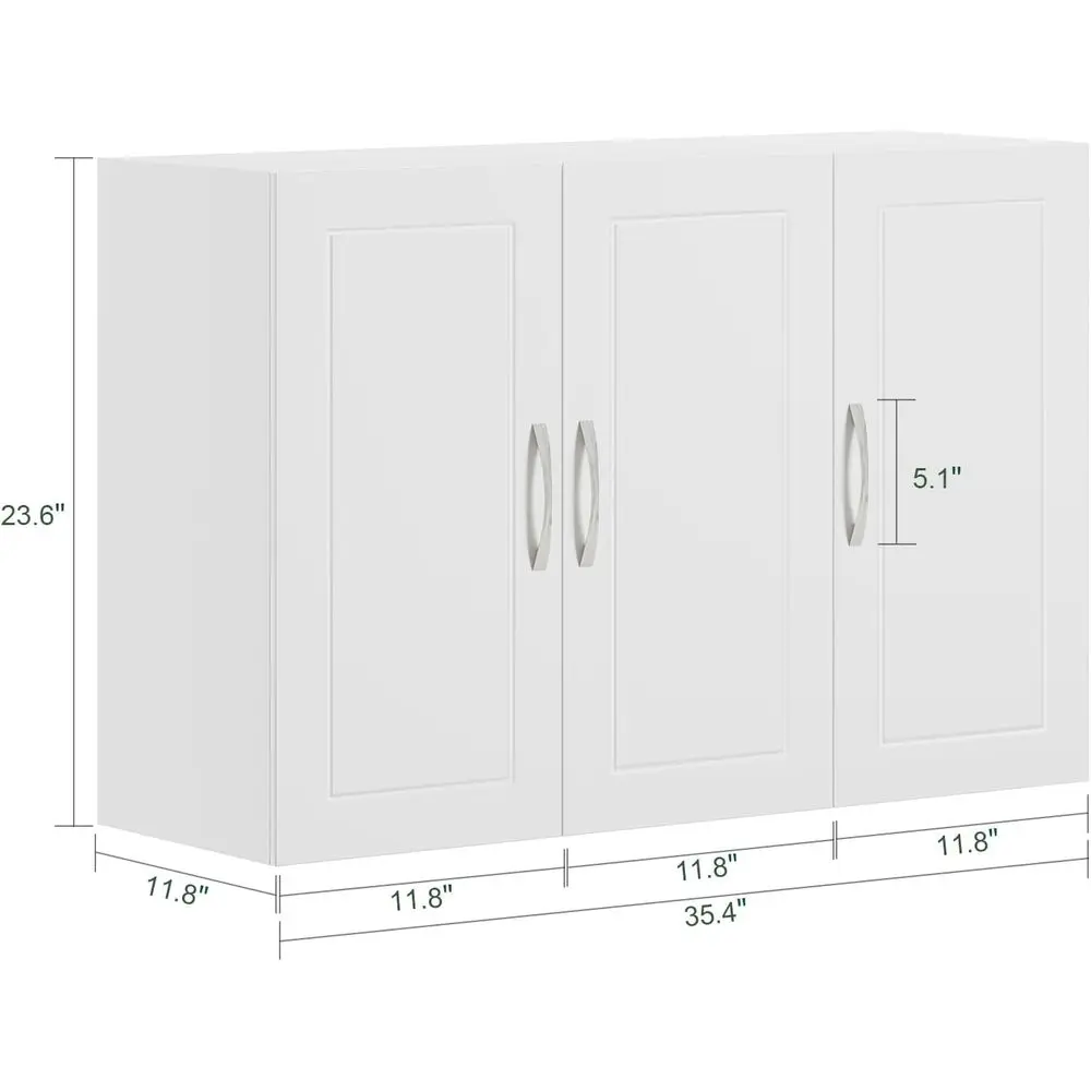 Laundry Room Wall Cabinet, Medicine & Kitchen Storage, Adjustable Shelf Cabinet, White view 3
