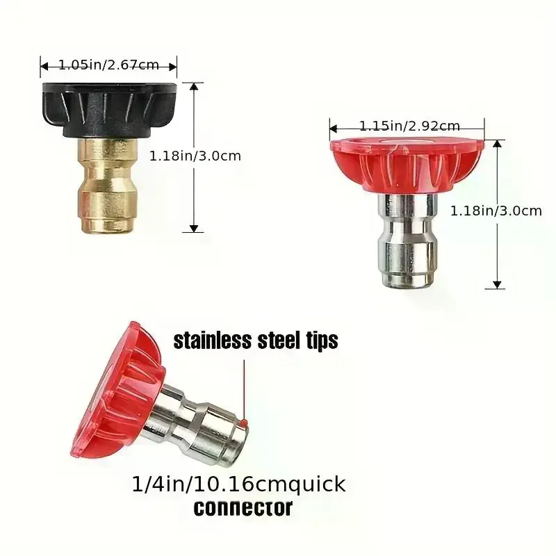 5Pcs Pressure Washer Nozzle Tips 5 Spray Angles Rust Proof Stainless Steel for Outdoor Grill BBQ Deep Cleaning