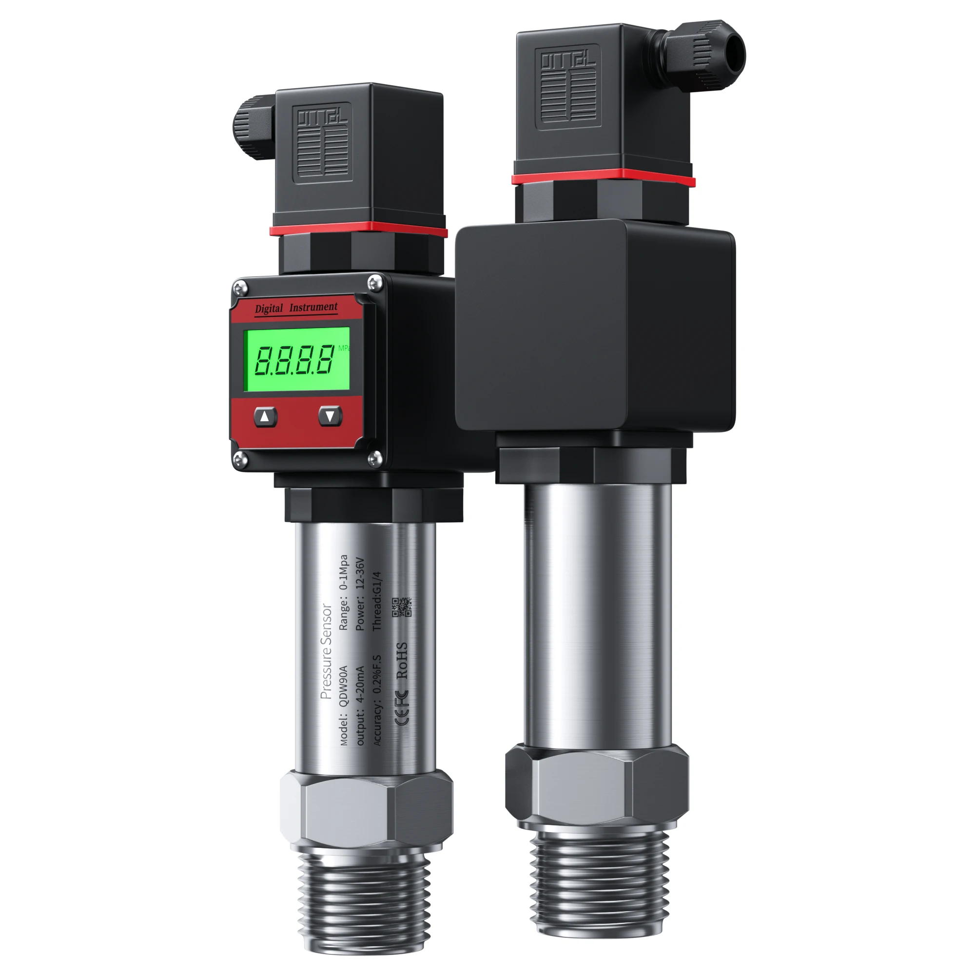 

0-25bar 0-40bar 0-600bar to 4-20mA LCD Display Hydraulic Pressure Transmitter NPT1/4 Thread DC24V Oil Gas Pressure Transducer