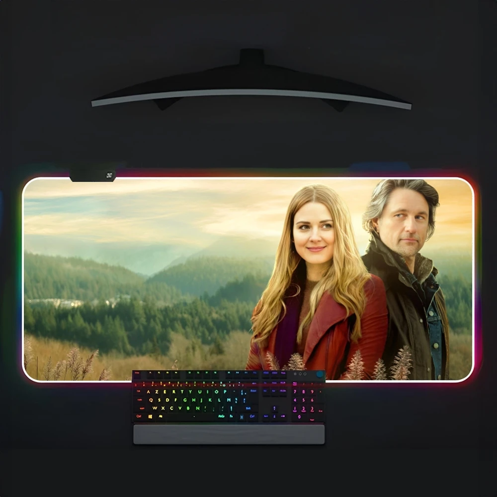 Virgin River Mouse Pad RGB Large Gaming Computer Keyboard LED Mousepad Office Desks And Laptop Accessories Non Slip HD