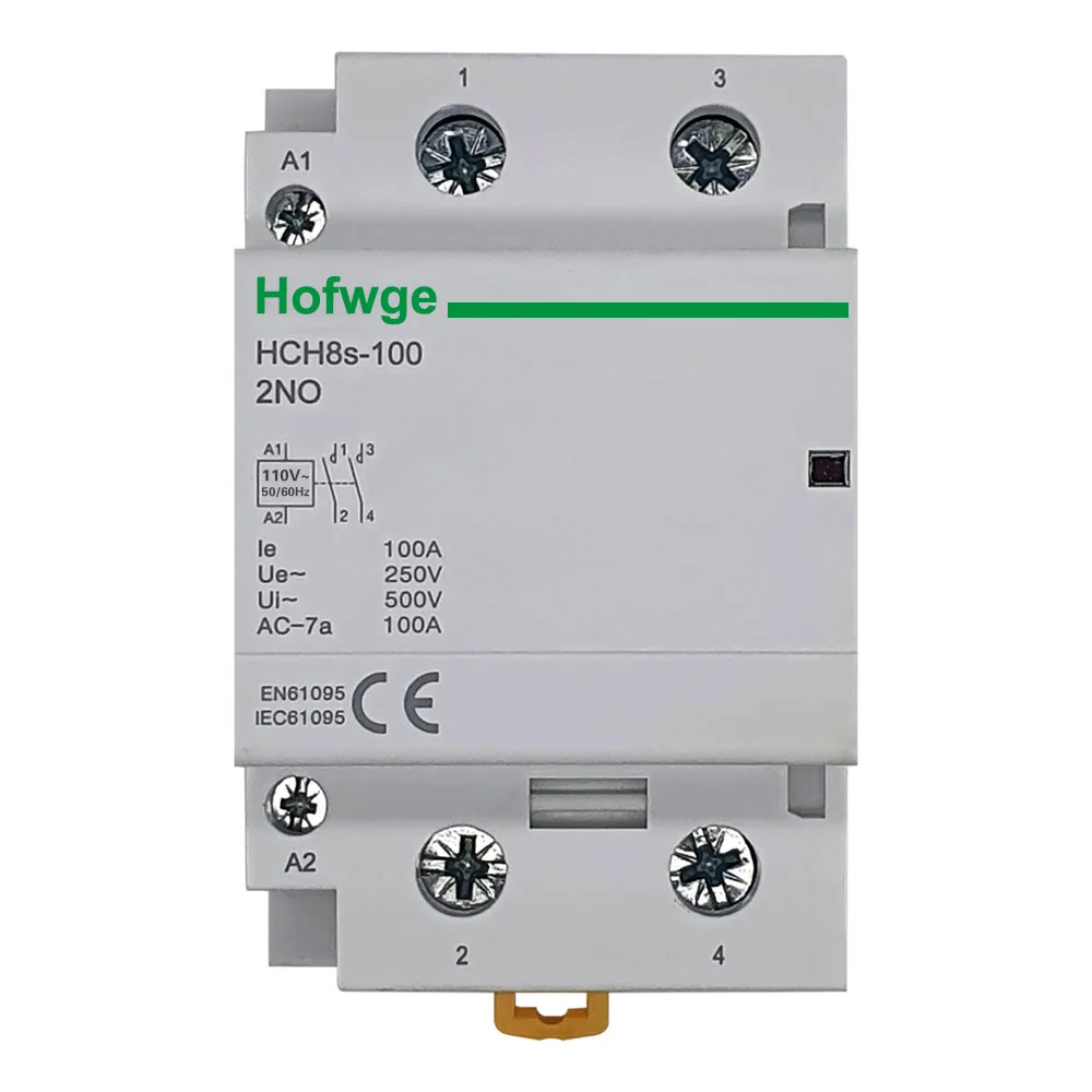 HCH8s-100 Modular Contactor 2P 100A 2NO or 4NO 220V Automatic Household Contactor Din Rail Type