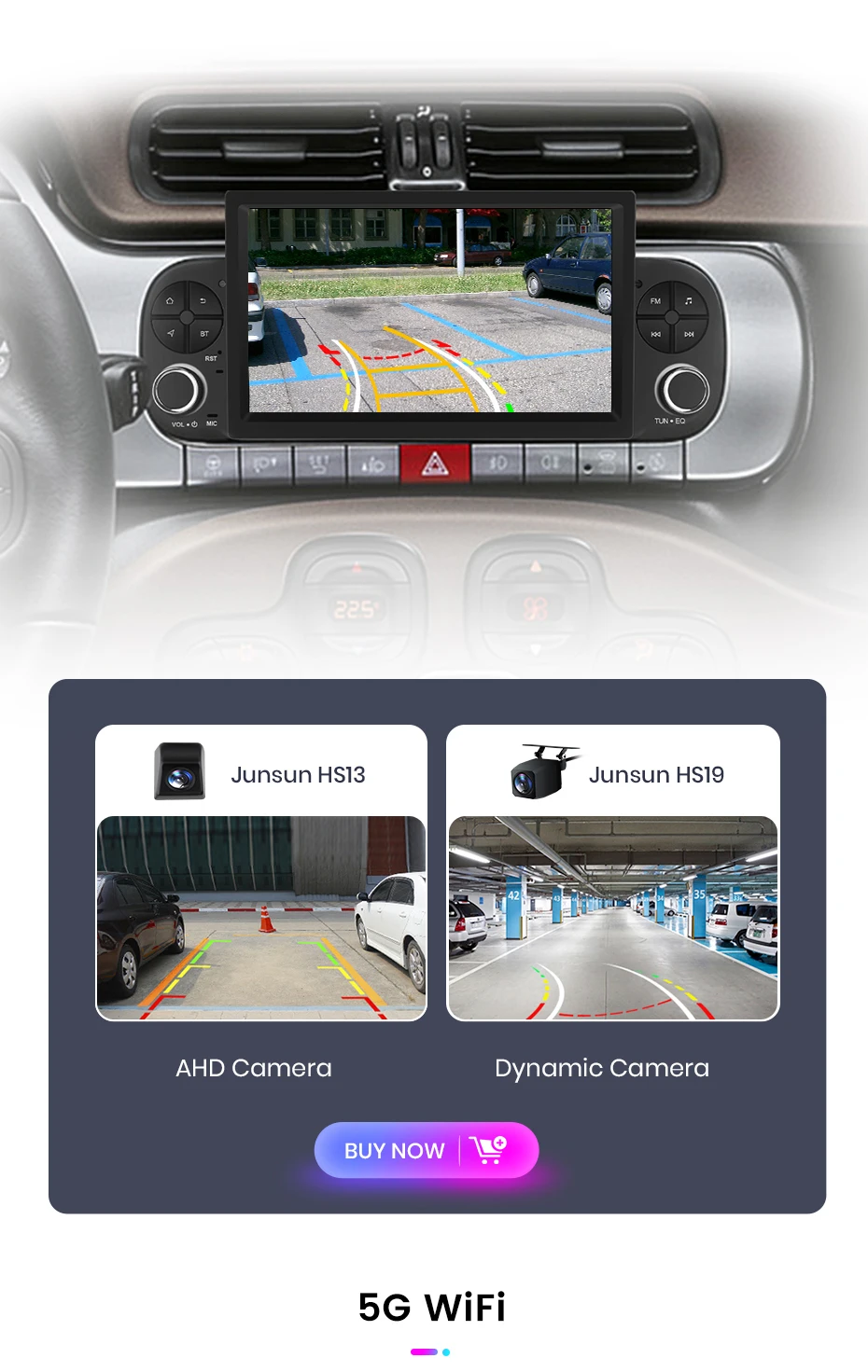 Junsun 7" Wireless Carplay Android Auto Autoradio für Fiat Panda 2013 2014 2015 2016-2020 Stereo GPS Multimedia Player 4G FM SWC – Detail 19