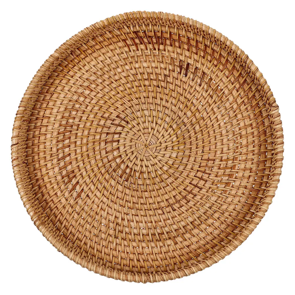 

Rattan Storage Basket Wicker Bin Home Decor Large Tray Fruit Bread Container Round Pantry Organizer Storage Solution