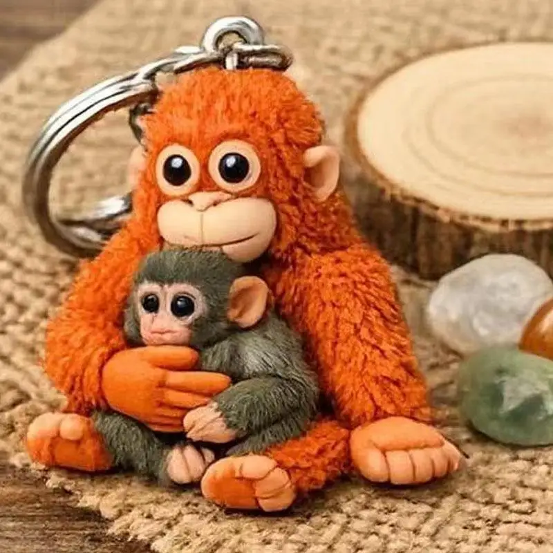 Protect Punch The Monkey Punch Monkey Doll Keychain Cute 3D Monkey Decor Hanging Keychain Anime Peripherals Toy Birthday Gift