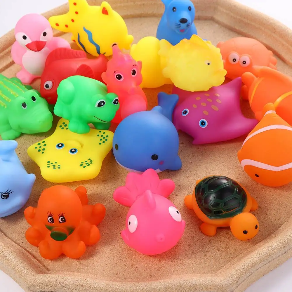 Cute Soft Sound Squeaky Animals Squeeze Colorful Bath  Baby Bath  Swimming Water  Float Shower