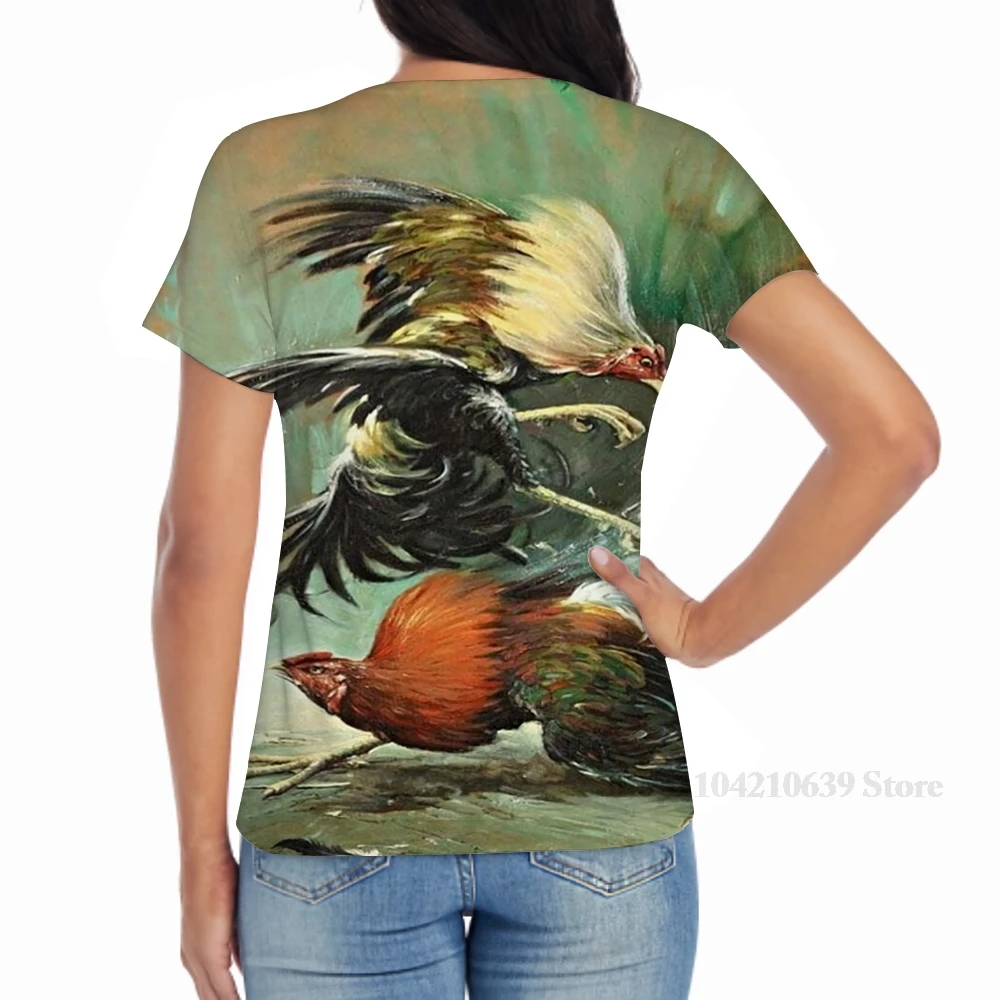 في جميع أنحاء الطباعة Pelea de gallos الديك قتال الديك قتال الرجال تي شيرت المرأة فتاة الموضة تي شيرت الصبي بلايز تيز