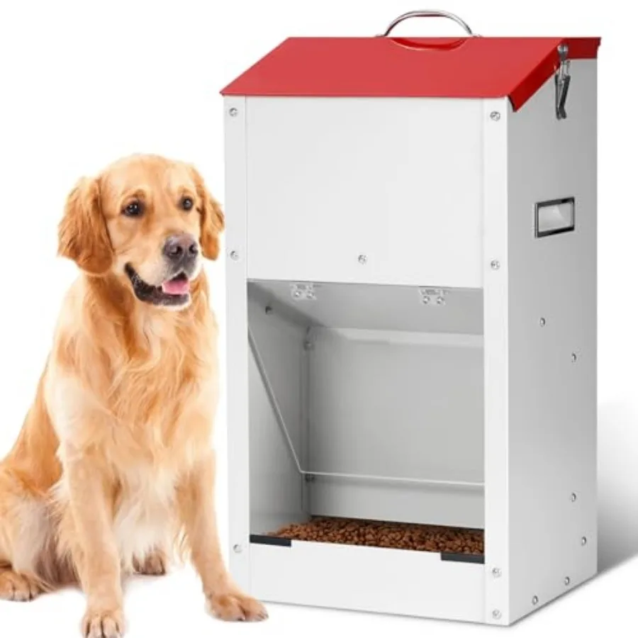 

Large Automatic Dogs Feeder with Handle 25 Lbs Indoor and Outdoor Gravity Dog Food Dispenser Container for Large Breed 11.5'' L