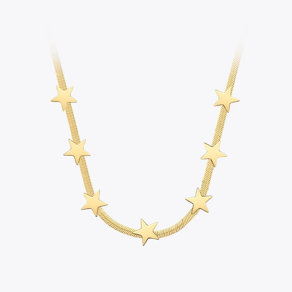 

ENFASHION Classic Snake Chain Stars Necklaces Gold Color Starry Choker Necklace Stainless Steel Fashion Jewelry Collier P213200