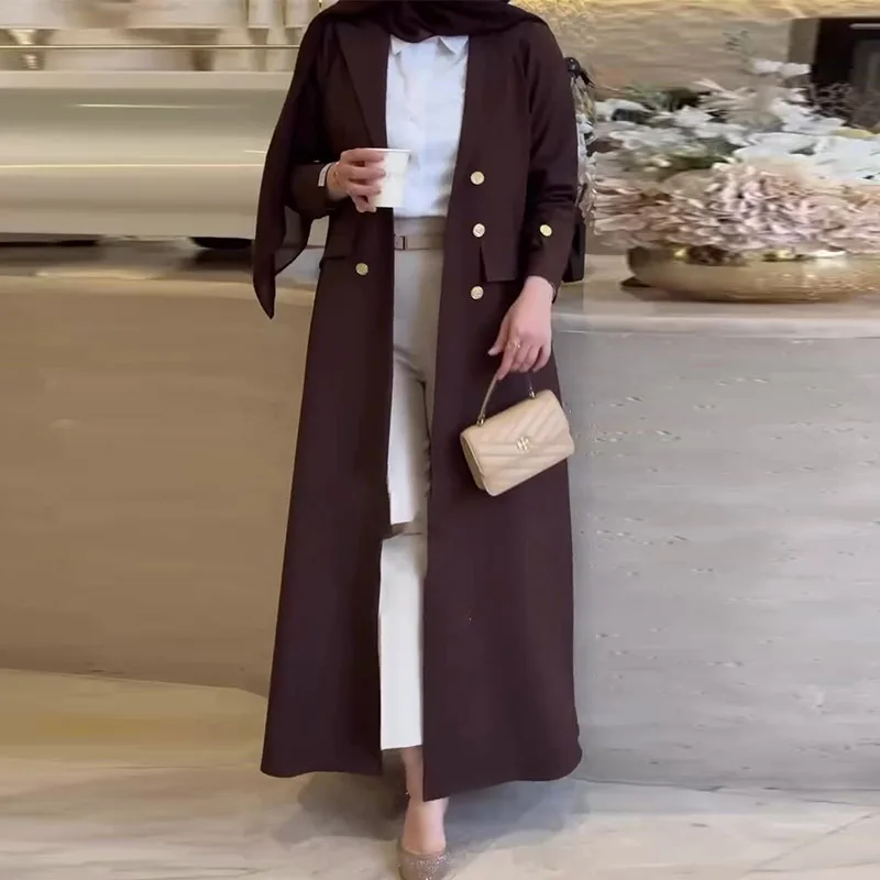 

Elegant Temperament Women Long Jacket Slim Double Breasted Female Daily Coat Formal Ankle Length Dress Casual Female Clothes
