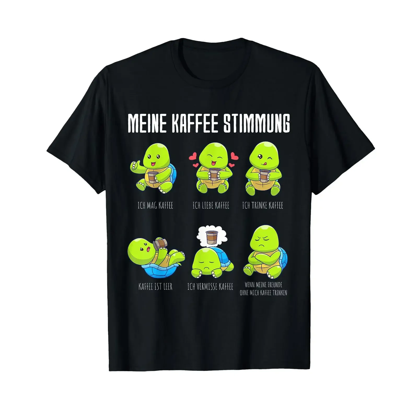 T shirt with German text Meine Kaffee Stimm Language black vintage Washed Comfortable Unisex Slightly homme