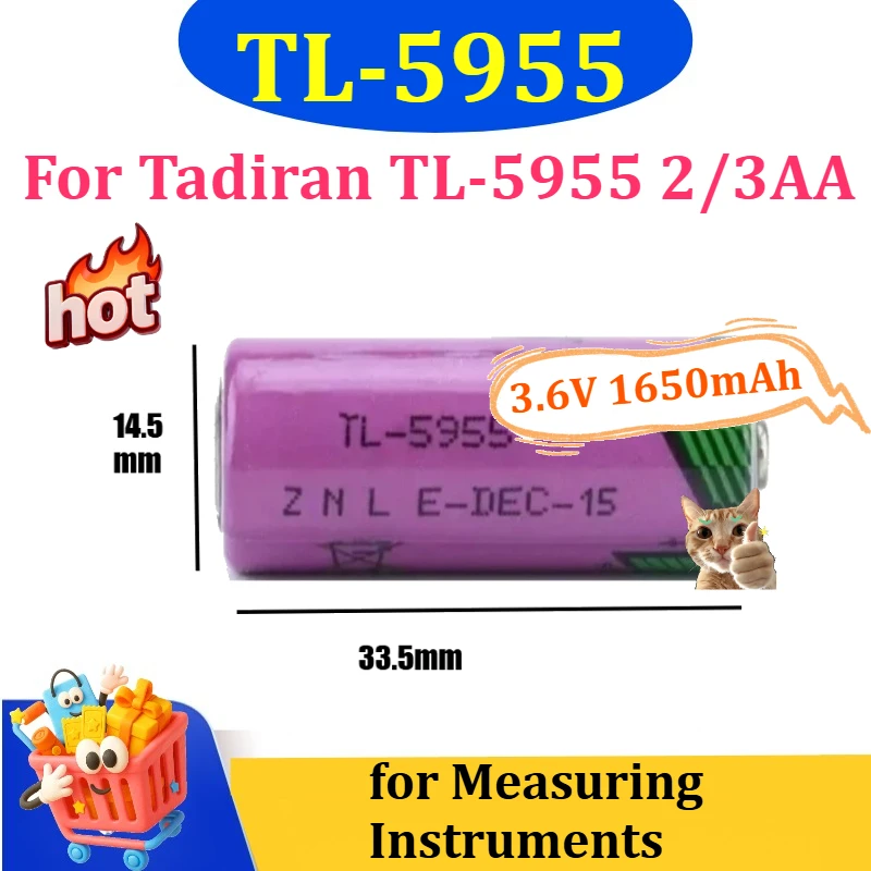 New TL-5955 High Quality Battery for Tadiran TL-5955 2/3AA 3.6V 1650mAh Non-rechargeable Battery for Measuring Instruments