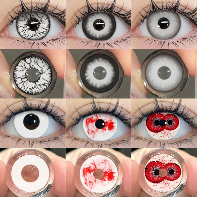 EYESHARE 1 par de Lentes de Contacto de Color Little Devil Cosplay para ojos Accesorios de Anime Lente blanca de Halloween Pupilentes Lentes Negras