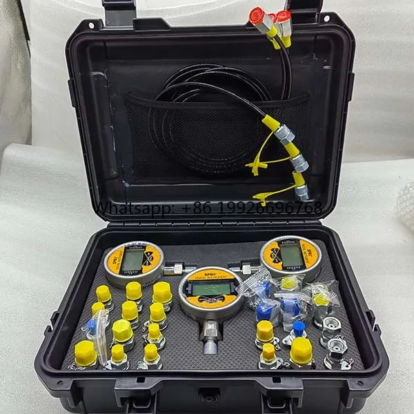 

Excavator Spare Parts Hydraulic Pressure test Kit with 3 Test Hoses 3 Gauges 24 Digital Hydraulic Pressure Gauge