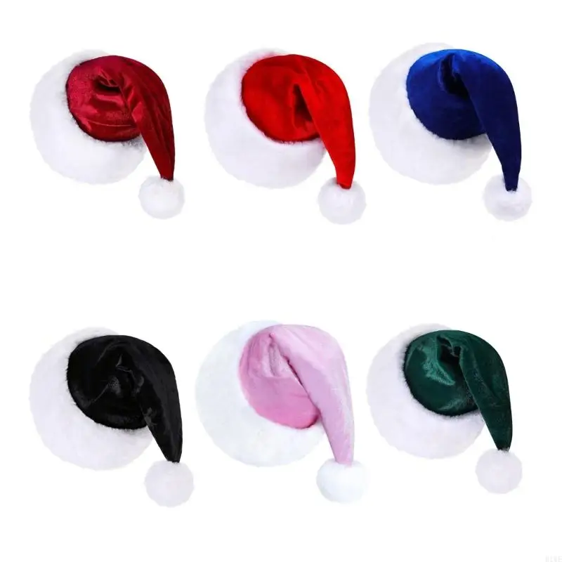 

R1WE Christmas Santa Hat with White Brim for Christmas Festival Party New Year Headwear Santa Costume Accessory Gift