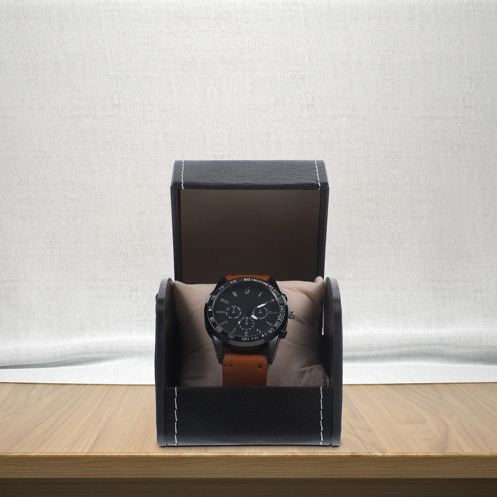 

Flip Gift Box For Watch Jewelry Storage Pu Square Case Travel Organizer Black Durable Luxury Packaging