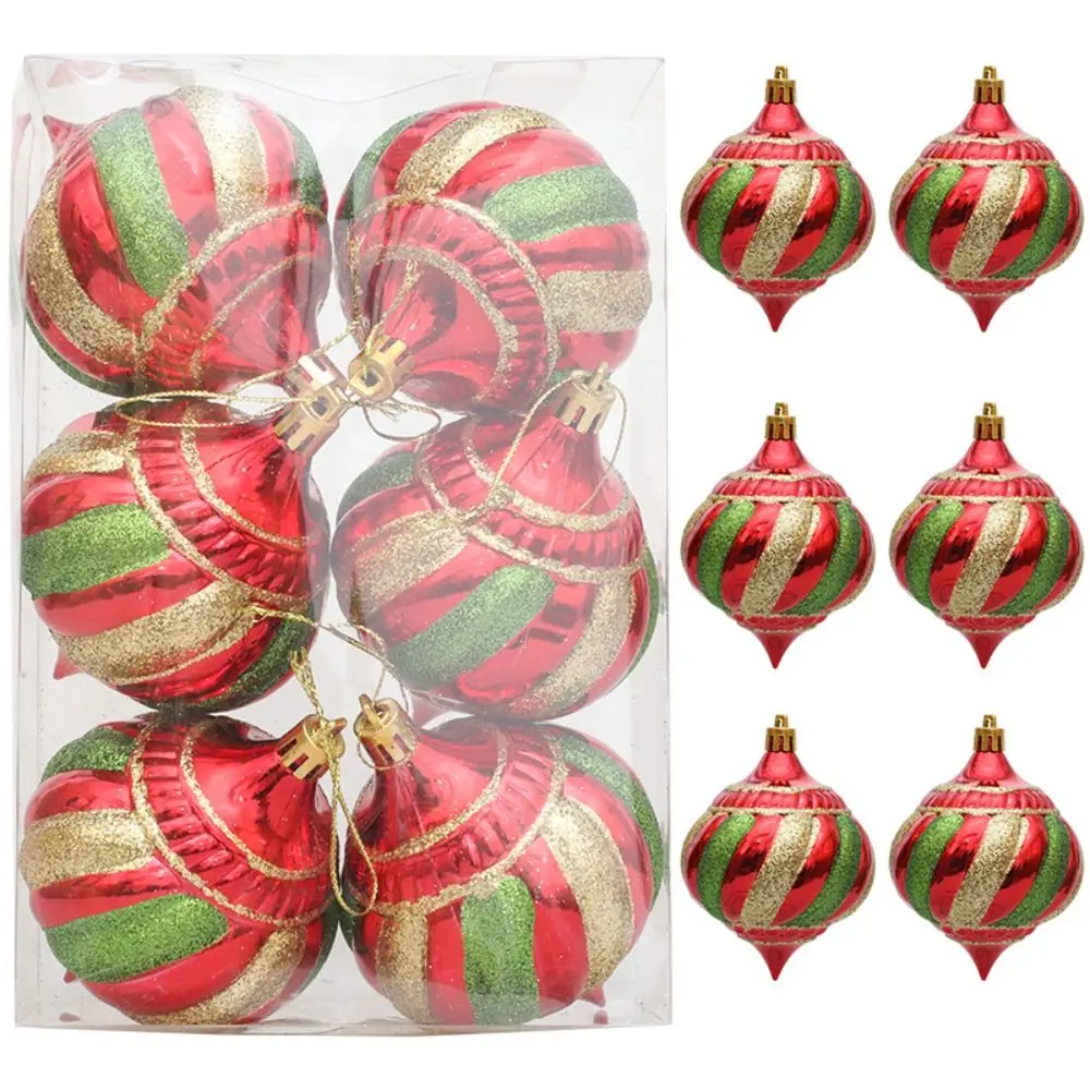 6 pçs inquebrável pintado bolas de natal pingente plástico elegante galvanizado pendurado bolas conjunto reutilizável feliz natal decoração