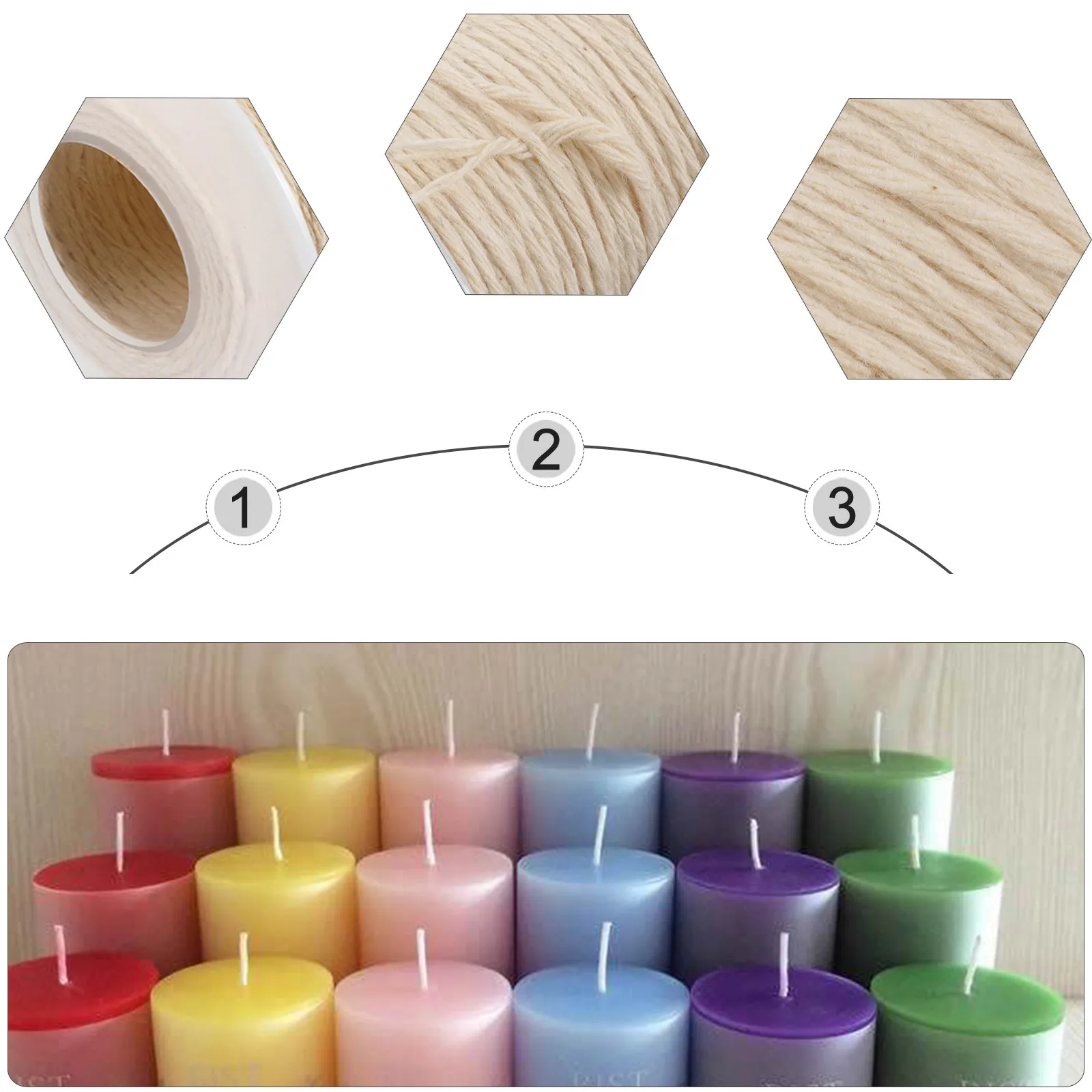 2 Rolls Wick Cotton Thread Pure Cotton Non-Smoke Eco-Friendly DIY Making Supplies Braided Wick Spools