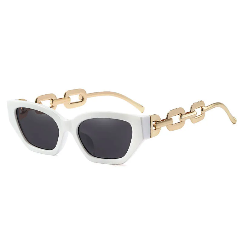 Vintage Small Frame Sunglasses with Chain Legs Cat Eyes Stylish Eyewear Prescription Sunglasses Women 0 -0.5 -0.75 -2.0 To -6.0