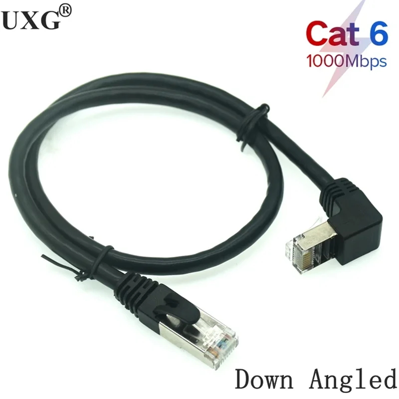 Up Down Left Right Angled 50cm 8P8C STP Cat6 Lan Ethernet Network Patch Cord 90 Degree to Straight Cat6 Extension Cable 1m 3m 5m