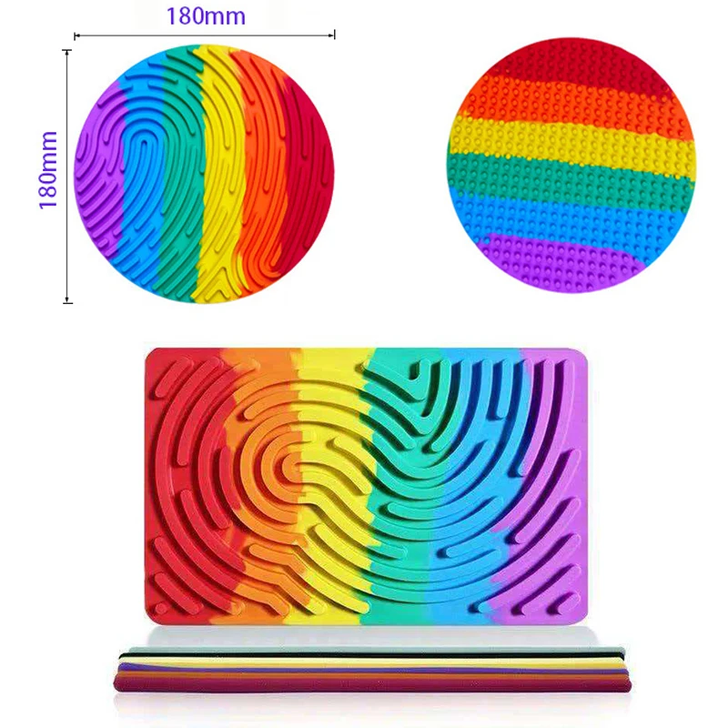 Silicone Fidget Sensory Activity Board Quiet Calming Down Anxiety ADHD Autism Stress Relief Toys Gifts for Kids Boys Girls