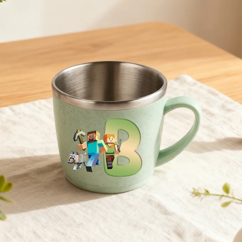 بكسل لعبة تحت عنوان كوب ماء صبي فتاة Minecrafted الفولاذ المقاوم للصدأ فرشاة الأسنان أكواب الكرتون المنزل القهوة شرب زجاجة كوب ماء الحليب #2