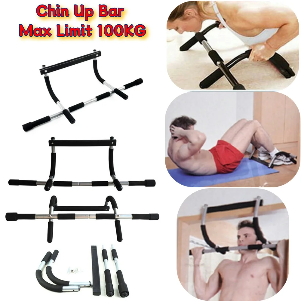 Chin Up Bar No Drilling Hanging Bar Max Limit 100KG Door Workout Bar Steel Multi-Grip Strength with Padded Handles for Home Gym